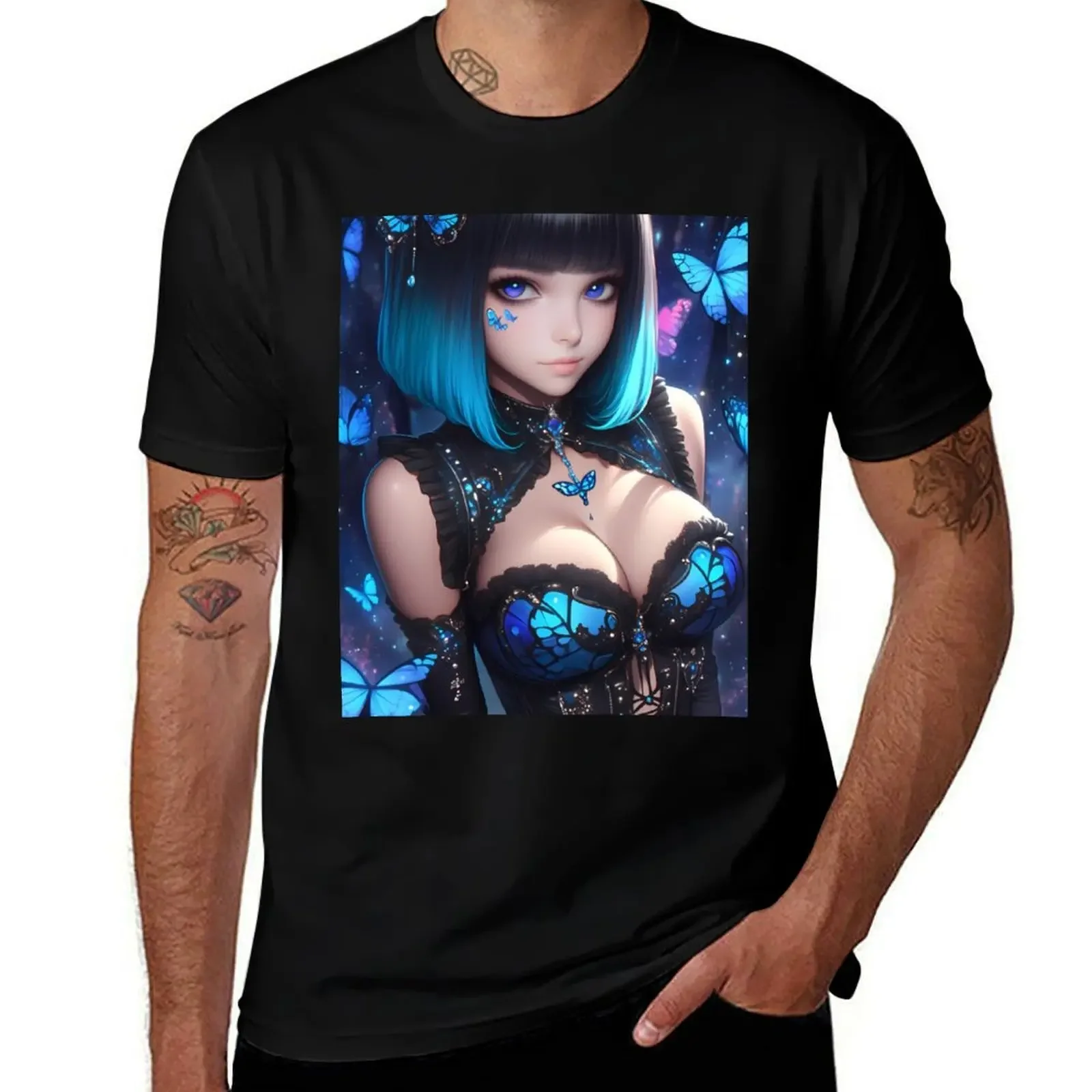 Anime Girl Midnight Butterfly Sorceress Radiates Blue Magic Dream Under Enchanted Sky T-Shirt summer tops vintage t shirt men
Anime Girl Midnight Butterfly Sorceress Radiates Blue Magic Dream Under Enchanted Sky T-Shirt summer tops vintage t shirt men
