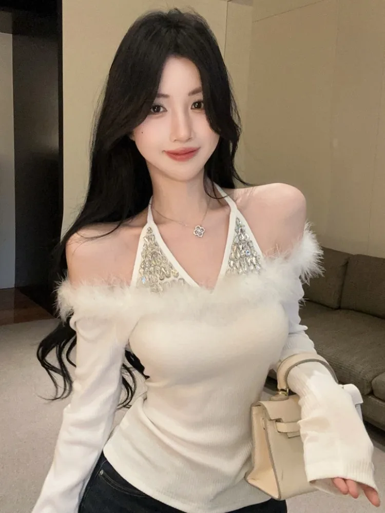 Heavyweight Diamond Embellished Faux Fur Collar Knitted Sweater Women's Autumn Winter One Shoulder Hanging Neck Base Shirt In...
Heavyweight Diamond Embellished Faux Fur Collar Knitted Sweater Women's Autumn Winter One Shoulder Hanging Neck Base Shirt In...