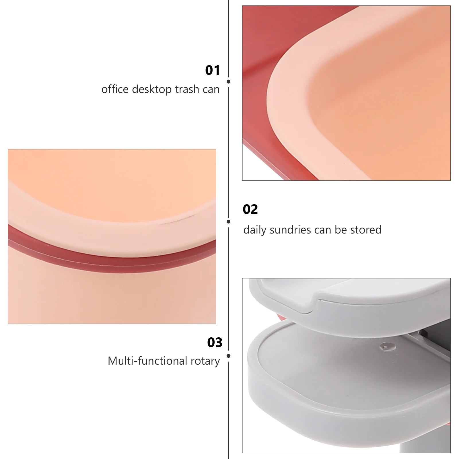 1Pcs Table Trash Bin with Rotatable Feature Multi-Functional Sundry Holder for Desk Home Office Bedroom Bathroom Storage
1Pcs Table Trash Bin with Rotatable Feature Multi-Functional Sundry Holder for Desk Home Office Bedroom Bathroom Storage