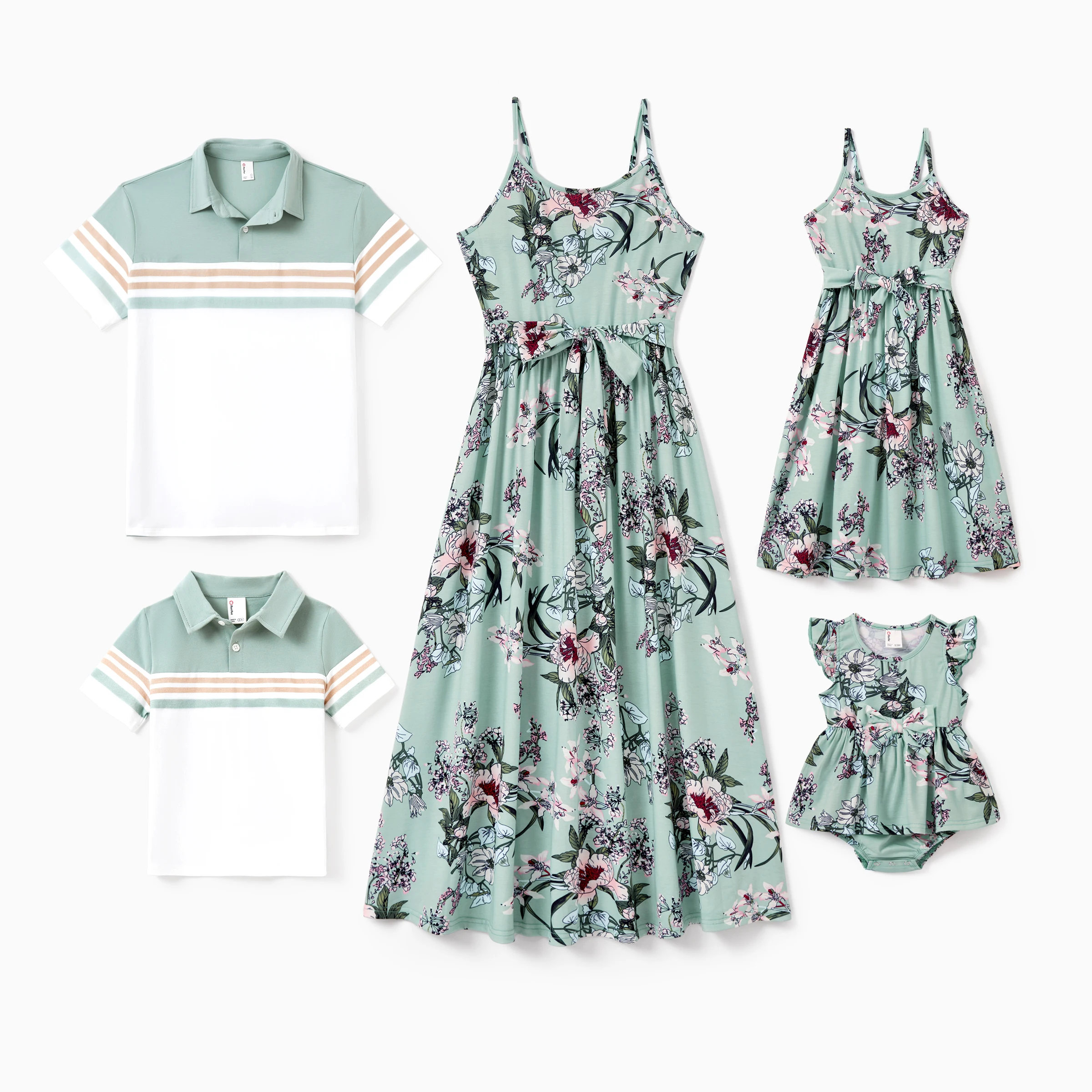 PatPat Family Set Green Striped Polo Shirt Or Floral Print Strappy Dress Casual Vacation Outfits
PatPat Family Set Green Striped Polo Shirt Or Floral Print Strappy Dress Casual Vacation Outfits