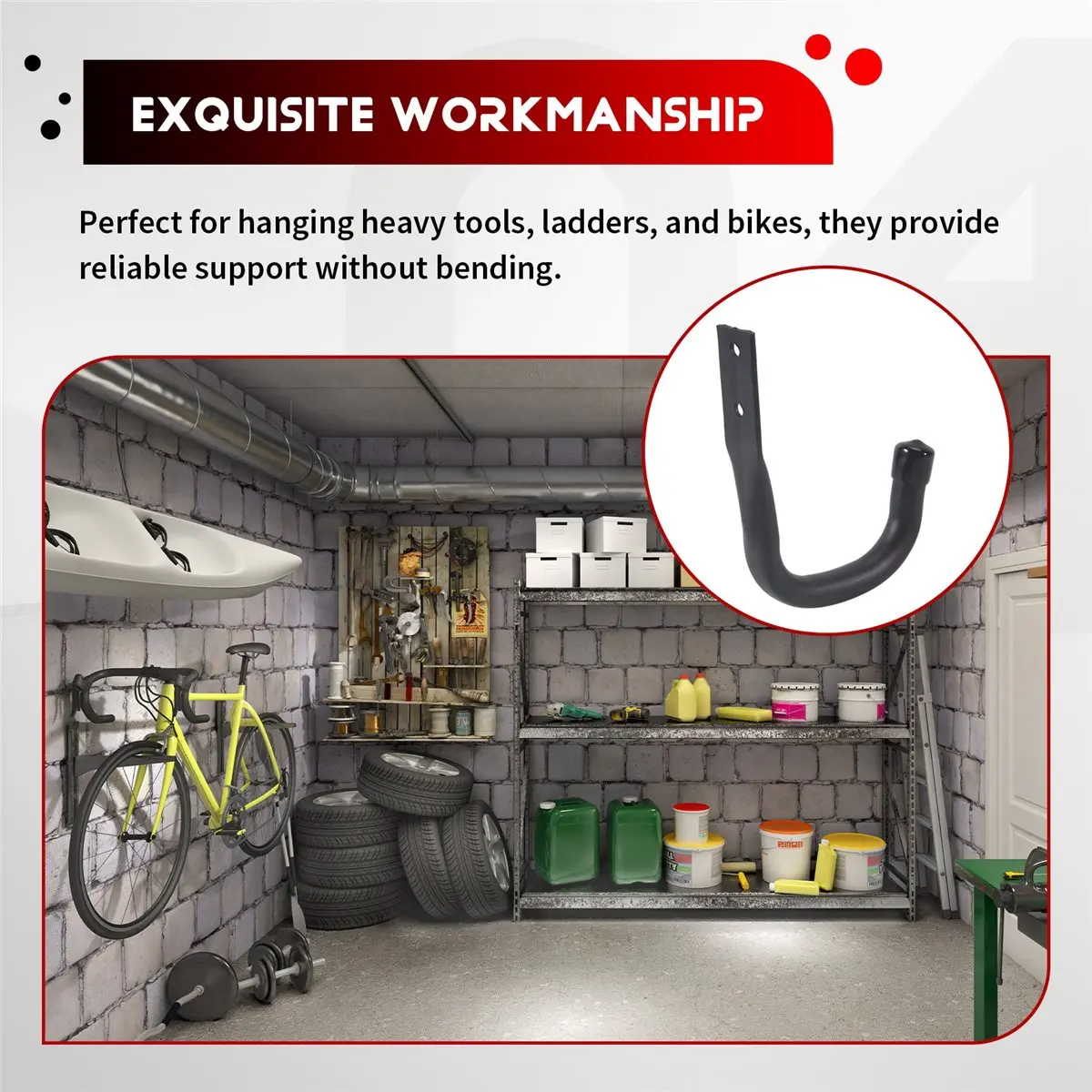 (AD10) 6pcs Heavy Duty Garage Storage Hooks,Bike Hooks for Garage Wall,Utility Garage Hooks,Wall Mount J Hook for Hanging
(AD10) 6pcs Heavy Duty Garage Storage Hooks,Bike Hooks for Garage Wall,Utility Garage Hooks,Wall Mount J Hook for Hanging