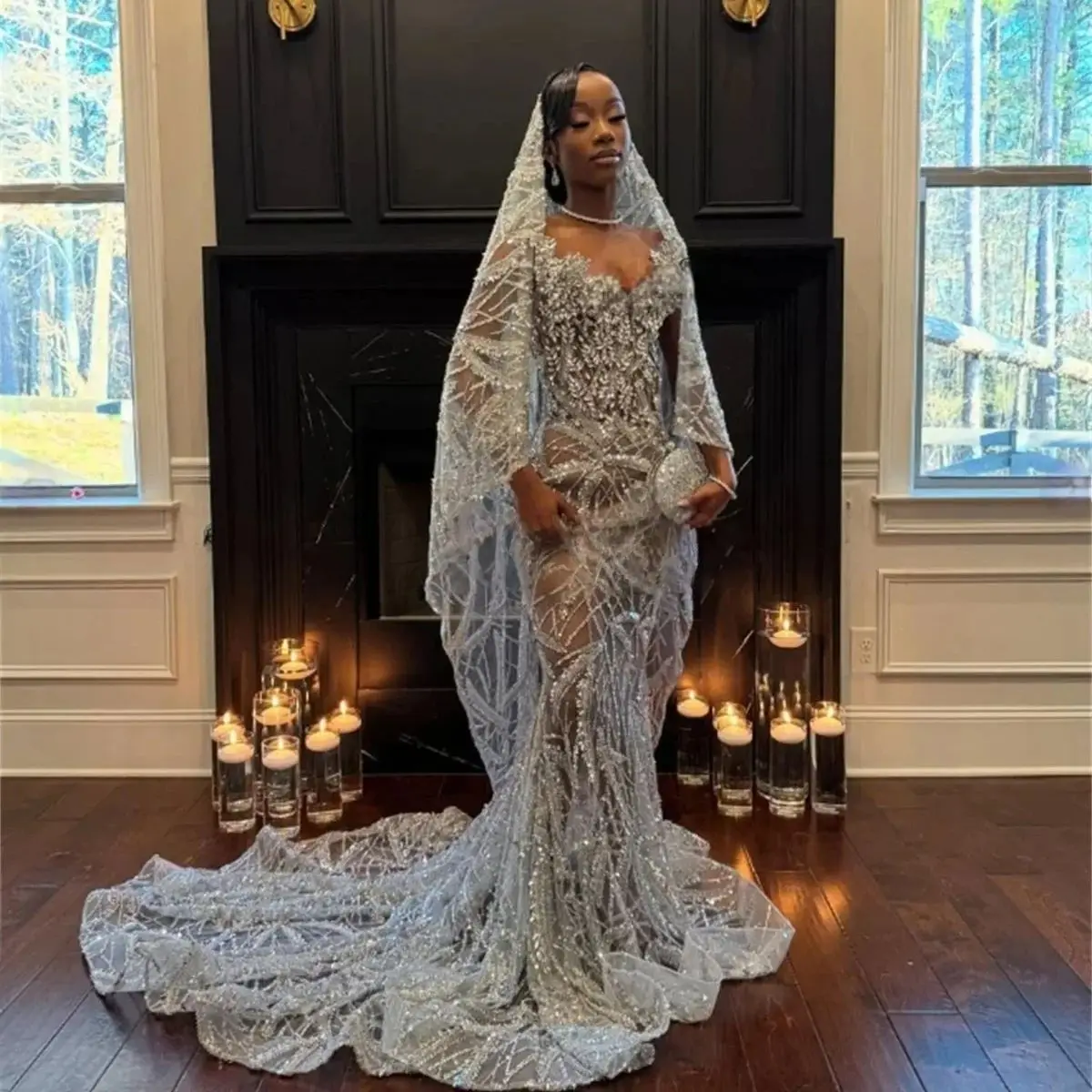 Silver Sparkly Long Prom Dresses For Black Girls Sheer Lace Beaded American African Evening Gowns Birthday Party Robe Customized
Silver Sparkly Long Prom Dresses For Black Girls Sheer Lace Beaded American African Evening Gowns Birthday Party Robe Customized