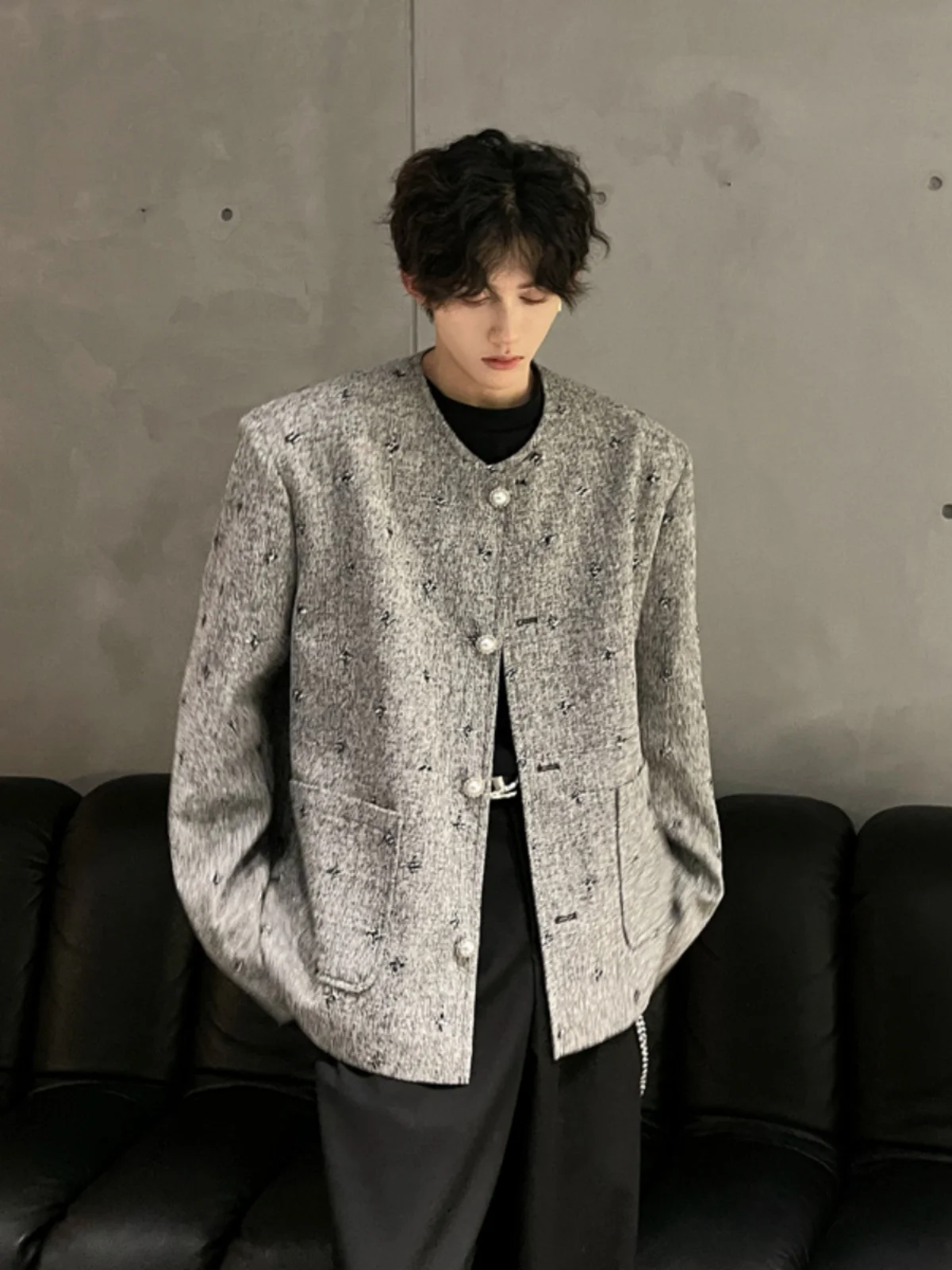 oulder Pad Jaet Men's Spring Autumn Cleanfit Jaet High-End Feeling Cool Haome No Collar Western Sle Coat
oulder Pad Jaet Men's Spring Autumn Cleanfit Jaet High-End Feeling Cool Haome No Collar Western Sle Coat