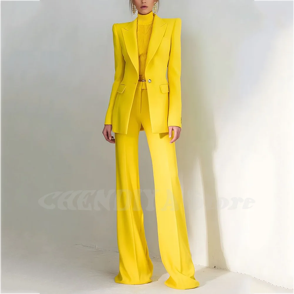 Желтый костюм с остроконечными лацканами для женщин, уникальный элегантный женский комплект на одной пуговице, комплект из двух предметов (пиджак + брюки), офисная официальная одежда
Желтый костюм с остроконечными лацканами для женщин, уникальный элегантный женский комплект на одной пуговице, комплект из двух предметов (пиджак + брюки), офисная официальная одежда