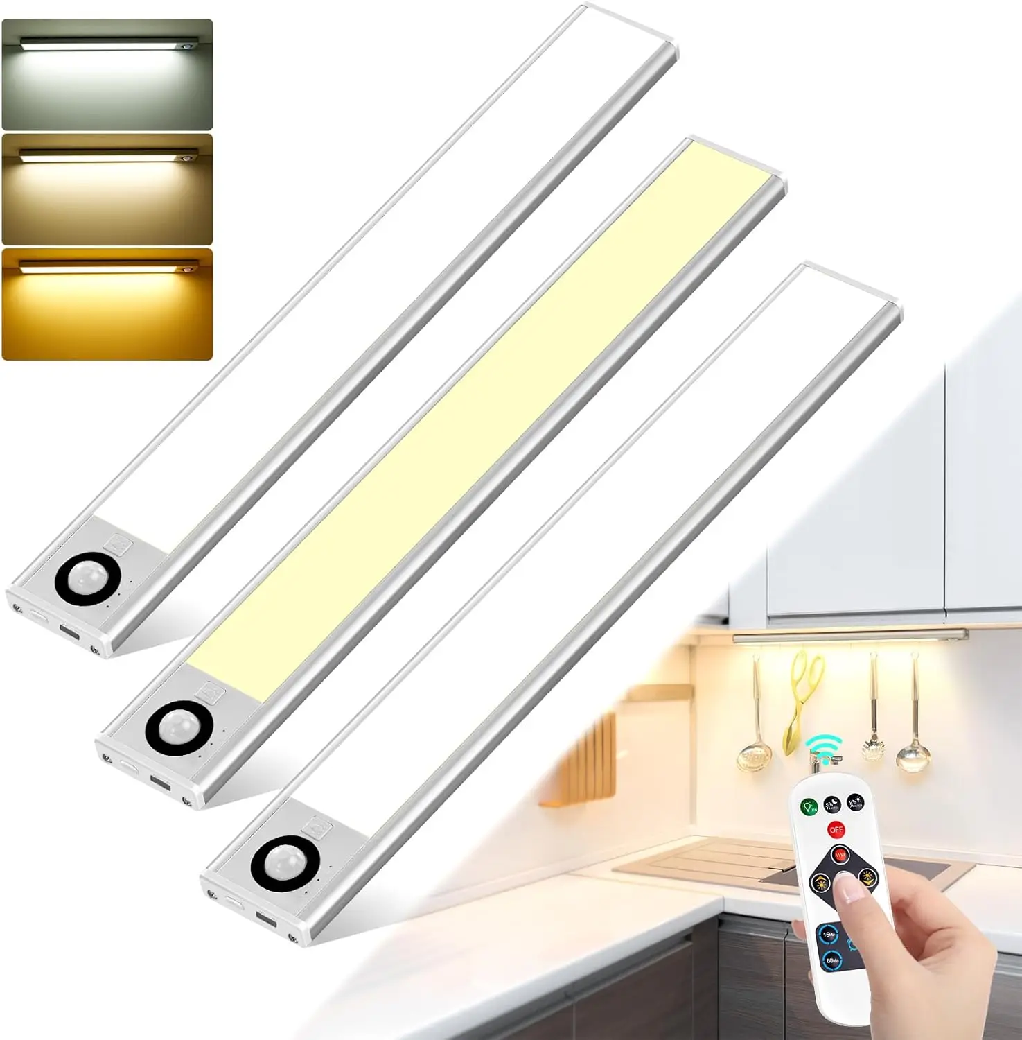 Motion Sensor LED Under Cabinet Night Lamp 2200mAh Type-C Rechargeable 3 Colors Kitchen Light Magnetic For Bedroom Closet Decor
Motion Sensor LED Under Cabinet Night Lamp 2200mAh Type-C Rechargeable 3 Colors Kitchen Light Magnetic For Bedroom Closet Decor