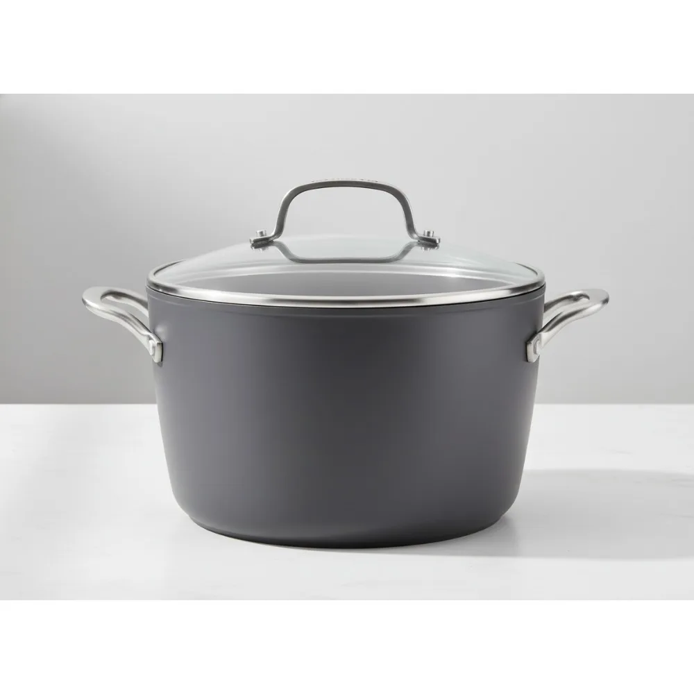 8-литровый жесткий анодированный антипригарный горшок с крышкой, индукционная совместимость, матовый черный для домашних повара
8-литровый жесткий анодированный антипригарный горшок с крышкой, индукционная совместимость, матовый черный для домашних повара