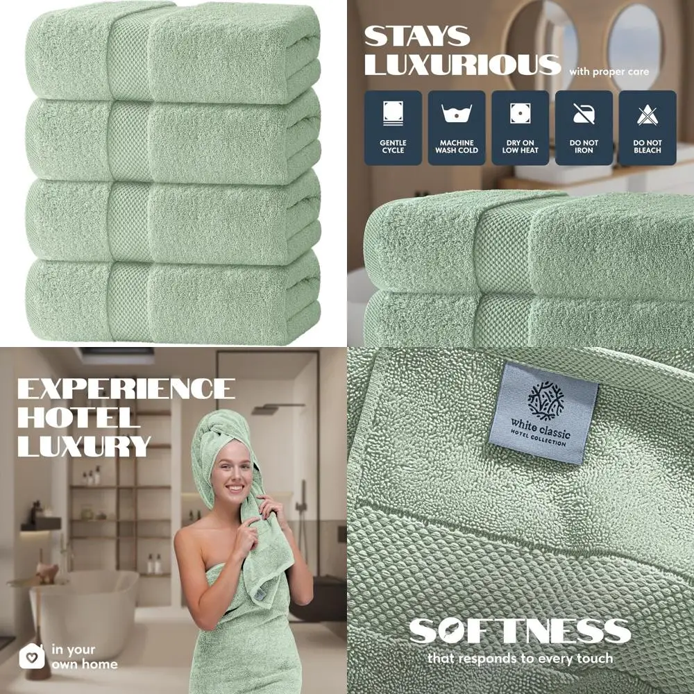 Набор из 4 хлопковых банных полотенец премиум-класса 700 GSM — большие, мягкие, впитывающие, быстросохнущие, роскошные полотенца Sage Green для летучей мыши в отеле.
Набор из 4 хлопковых банных полотенец премиум-класса 700 GSM — большие, мягкие, впитывающие, быстросохнущие, роскошные полотенца Sage Green для летучей мыши в отеле.