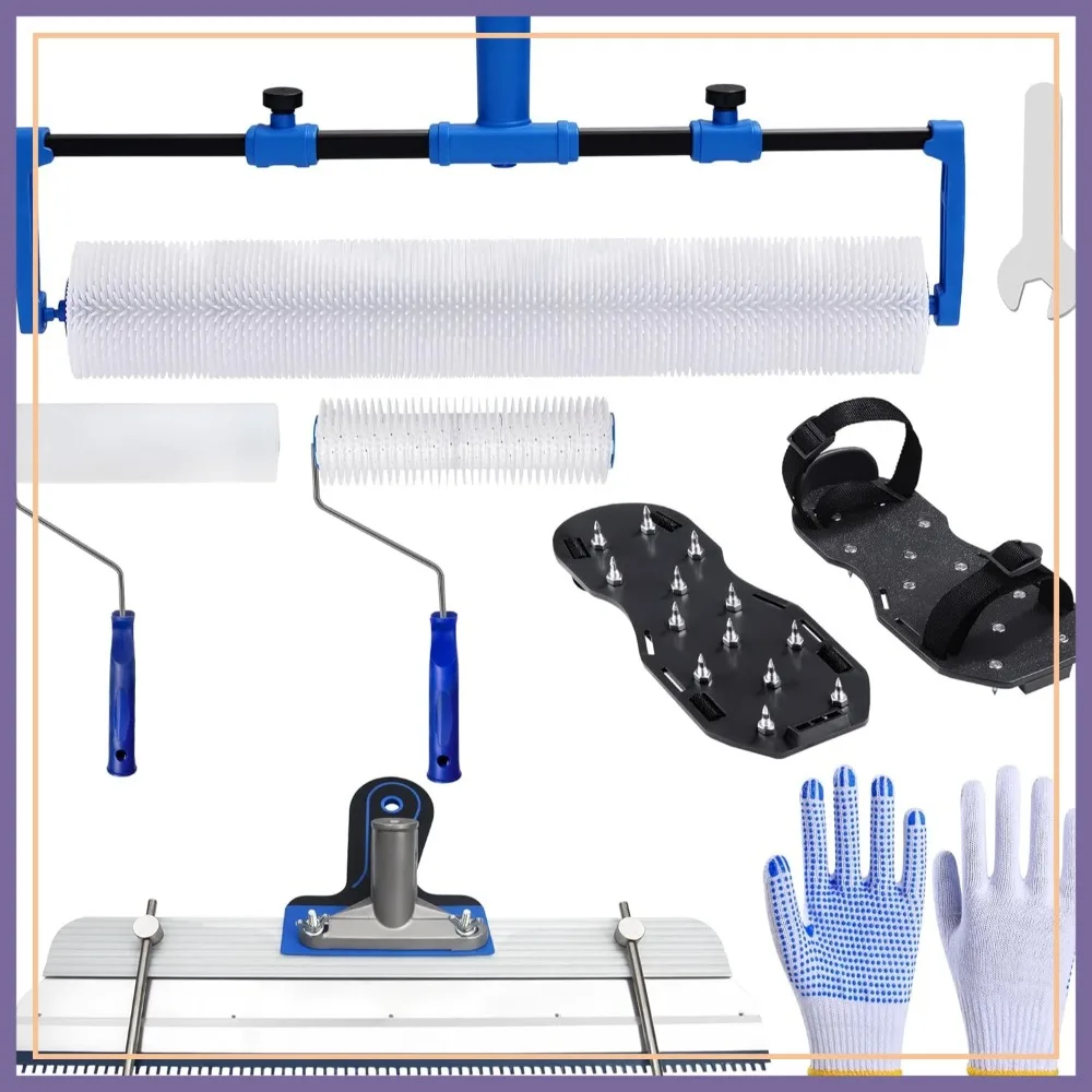 18-Inch Self-Leveling Cement Tool Kit, Upgraded Spike Roller Set with 9-Inch Roller, Epoxy Shoes & Gloves for Concrete Coating
18-Inch Self-Leveling Cement Tool Kit, Upgraded Spike Roller Set with 9-Inch Roller, Epoxy Shoes & Gloves for Concrete Coating