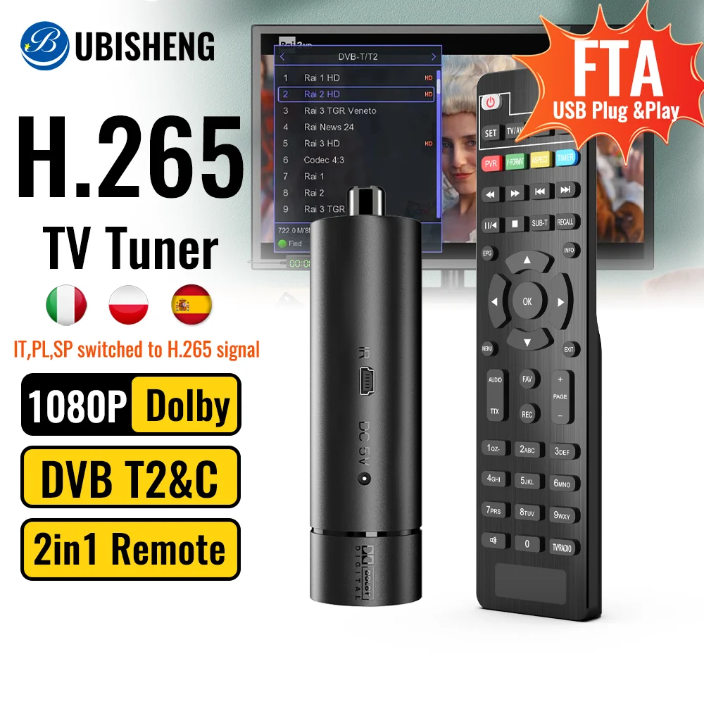 ТВ-декодер UBISHENG H265 DVBT2/DVB C HEVC 10Bit Dolby HD ТВ-тюнер T2 цифровой наземный приемник PVR WiFi 2in 1Remote TV Box
ТВ-декодер UBISHENG H265 DVBT2/DVB C HEVC 10Bit Dolby HD ТВ-тюнер T2 цифровой наземный приемник PVR WiFi 2in 1Remote TV Box