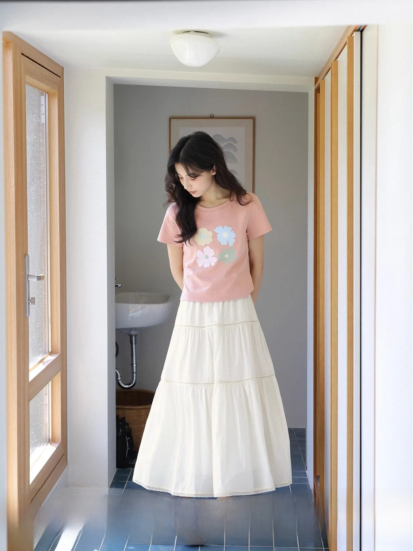 Spring A-Line Skirt Hollow out Lace Patchwork Women's Sweet Style mid Waist Polyester Cotton Blend Cake Skirt Blue
Spring A-Line Skirt Hollow out Lace Patchwork Women's Sweet Style mid Waist Polyester Cotton Blend Cake Skirt Blue