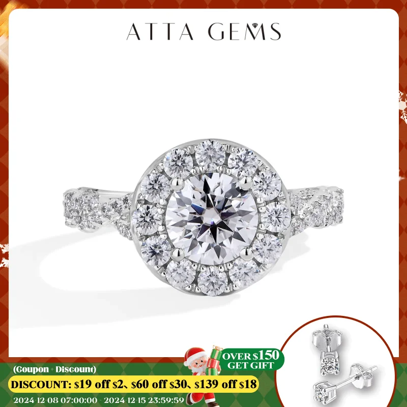ATTAGEMS Full Round Cut Moissanite Ring 1.2CT DVVS1 Diamond 925 Sterling Silver Luxury Engagement Wedding Jewelry Gift for Women
ATTAGEMS Full Round Cut Moissanite Ring 1.2CT DVVS1 Diamond 925 Sterling Silver Luxury Engagement Wedding Jewelry Gift for Women