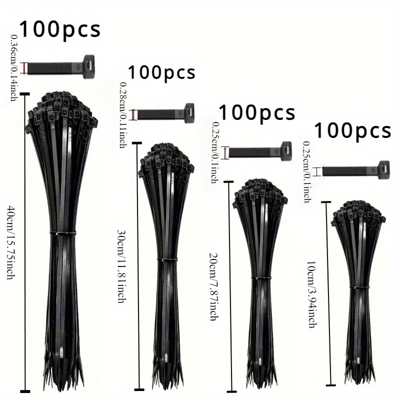 100pcs Black Cable Ties High Tensile Strength, Uv Resistant, Self-Locking For Home & Office Cord Management
100pcs Black Cable Ties High Tensile Strength, Uv Resistant, Self-Locking For Home & Office Cord Management