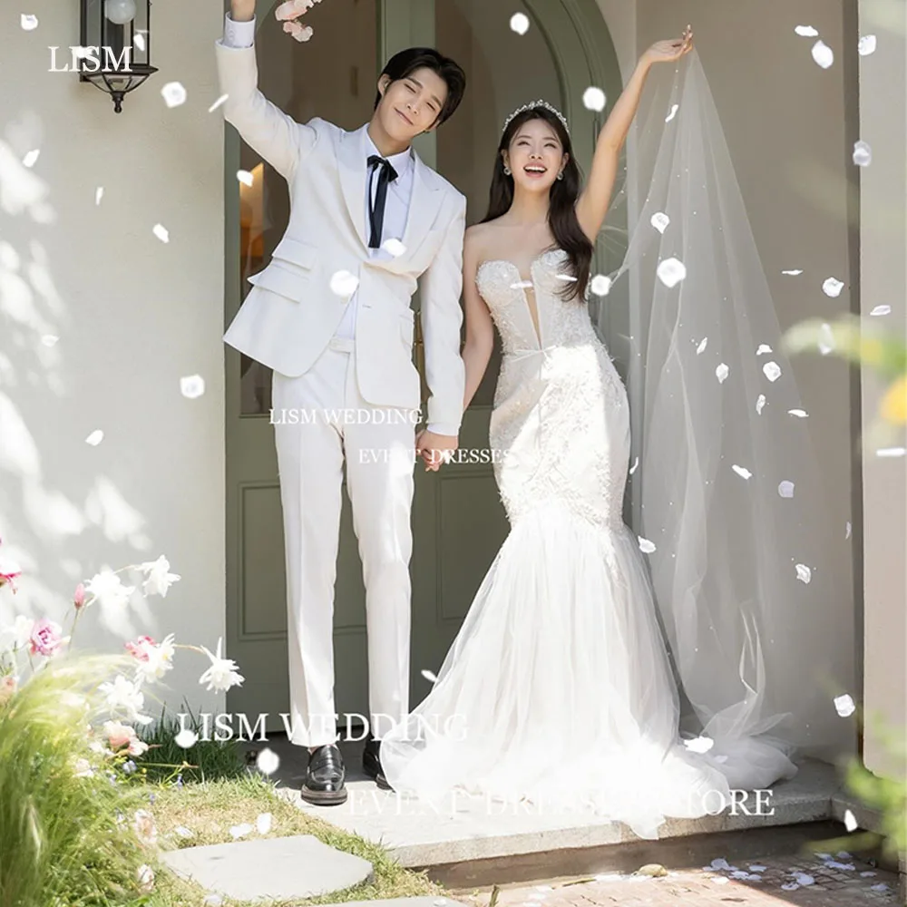 LISM Lace Tulle Wedding Dresses Mermaid Floor Length Formal Bridal Gowns vestidos de novia Korean Women Photo Shoot
LISM Lace Tulle Wedding Dresses Mermaid Floor Length Formal Bridal Gowns vestidos de novia Korean Women Photo Shoot