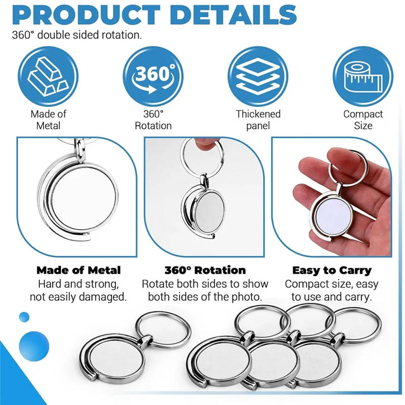 T98C-10 Pack 360° Rotating Metal Sublimation Keychain Blanks, Double-Sided Sublimation Blanks DIY Key Chain
T98C-10 Pack 360° Rotating Metal Sublimation Keychain Blanks, Double-Sided Sublimation Blanks DIY Key Chain