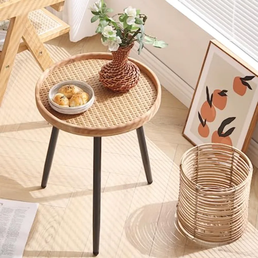 Rattan Log Desktop Round Side End Table Nightstand/Small Tables Indoor Outdoor Wooden Tray Table with Metal Stand End Table for
Rattan Log Desktop Round Side End Table Nightstand/Small Tables Indoor Outdoor Wooden Tray Table with Metal Stand End Table for