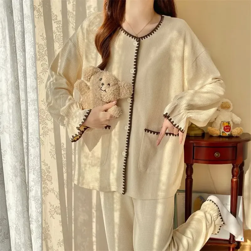 Pajama Sets for Women Patchwork Design Sleepwear Night Casual Sweet Ladies Classic Daily Ulzzang Style Fashion Home Cozy Newly
Pajama Sets for Women Patchwork Design Sleepwear Night Casual Sweet Ladies Classic Daily Ulzzang Style Fashion Home Cozy Newly