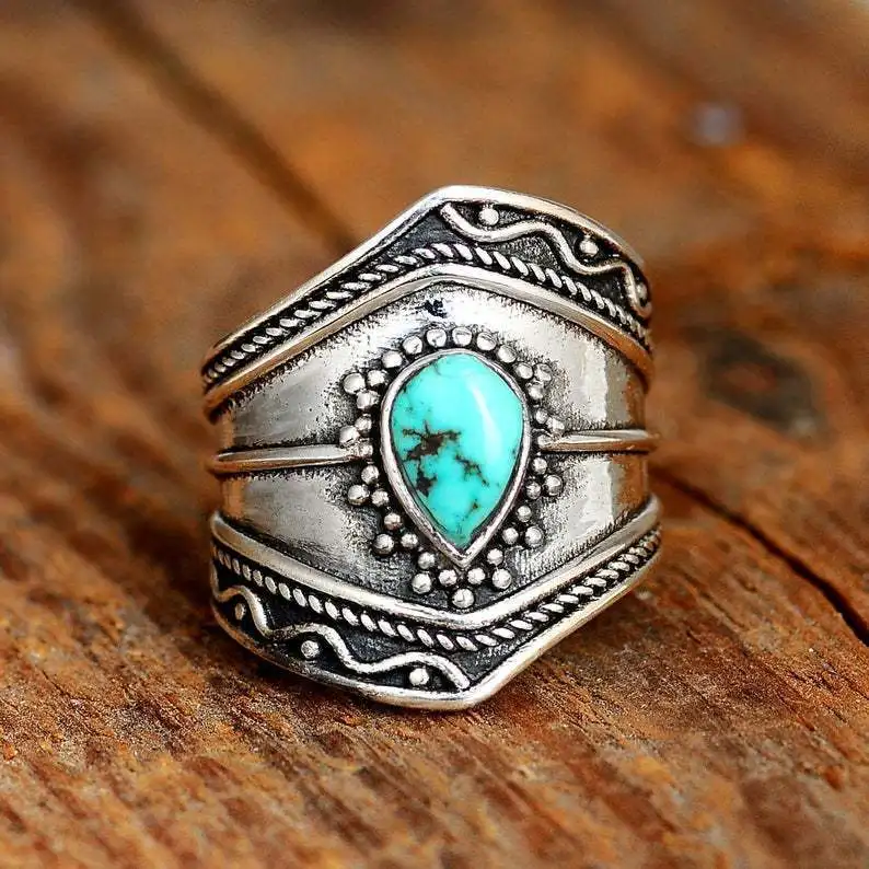 Bohemian Style Irregular Turquoise Ring Exaggerated Waterdrop Shape Personalized Fashion Jewelry Unisex Rings
Bohemian Style Irregular Turquoise Ring Exaggerated Waterdrop Shape Personalized Fashion Jewelry Unisex Rings