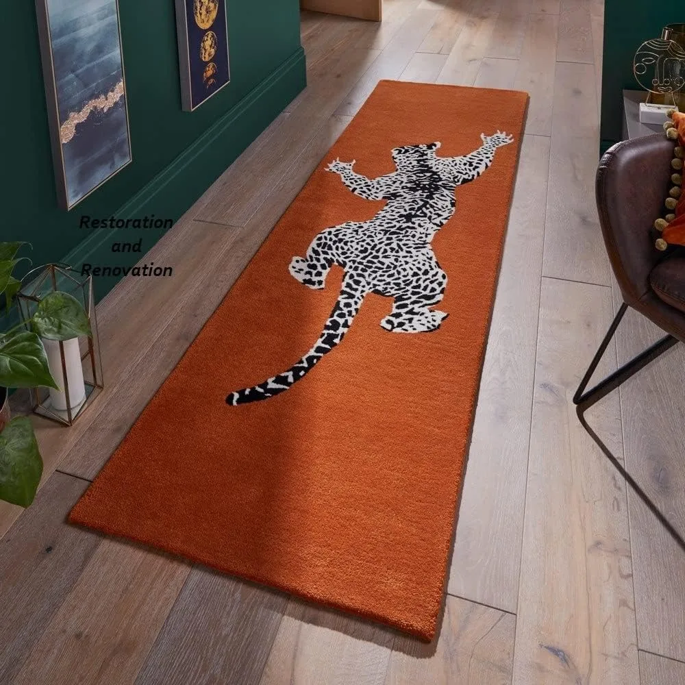 Modern Handmade Climbing Jaguar Wool Area Rug | Animal Print Wool Rug for Living Room, Bedroom or Home Decor (Orange, 2.6' x 12'
Modern Handmade Climbing Jaguar Wool Area Rug | Animal Print Wool Rug for Living Room, Bedroom or Home Decor (Orange, 2.6' x 12'
