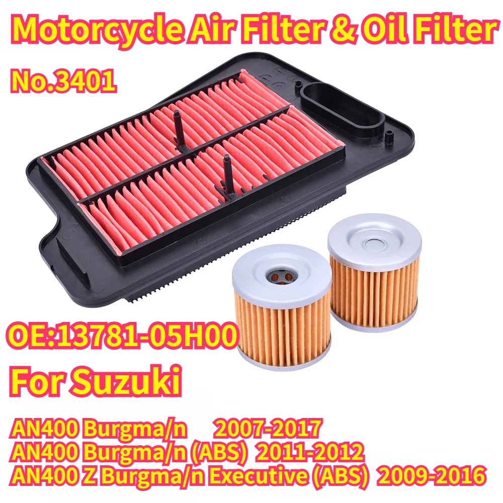 For Suzuki Scooter AN400 Burgma/n 2007-2017 Motorcycle Air Filter Oil Filter AN 400 Z Burgma/n Executive ABS 2009-2016 3401 131
For Suzuki Scooter AN400 Burgma/n 2007-2017 Motorcycle Air Filter Oil Filter AN 400 Z Burgma/n Executive ABS 2009-2016 3401 131
