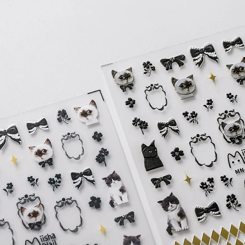 5D Realistic Relief Vivid White Black Cat Grace Bowknot Flowers Photo Frame Adhesive Nail Art Stickers Decals Manicure Ornaments
5D Realistic Relief Vivid White Black Cat Grace Bowknot Flowers Photo Frame Adhesive Nail Art Stickers Decals Manicure Ornaments