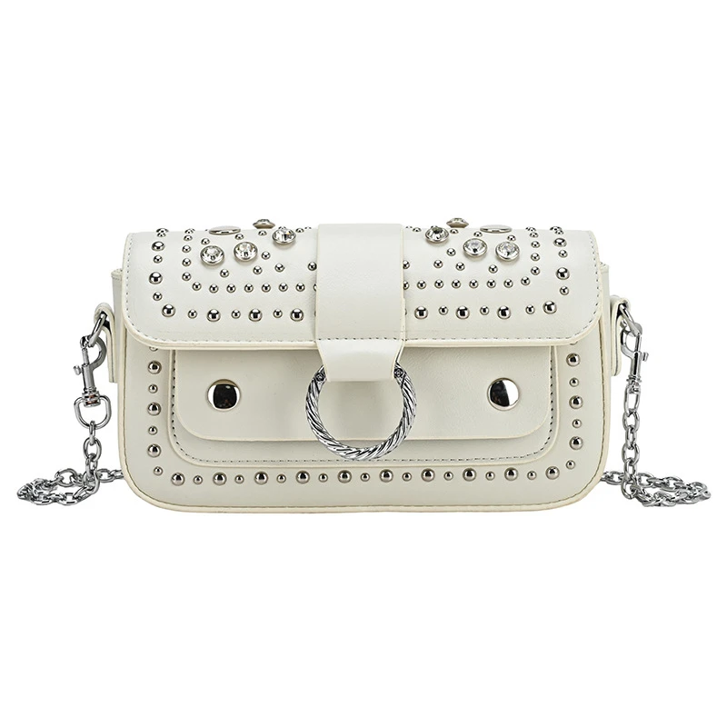 Women's Studded Rhinestone Crossbody Bag Stylish Rivet Metal Chain Shoulder Bag French Style Magnetic Buckle Small Square Bag
Women's Studded Rhinestone Crossbody Bag Stylish Rivet Metal Chain Shoulder Bag French Style Magnetic Buckle Small Square Bag