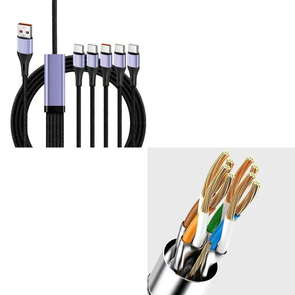 652F Upgrades 66W USB multiple Device Charging Cable Supports Simultaneous Charging Nylon Braided Charging Cord for 5 Devices
652F Upgrades 66W USB multiple Device Charging Cable Supports Simultaneous Charging Nylon Braided Charging Cord for 5 Devices