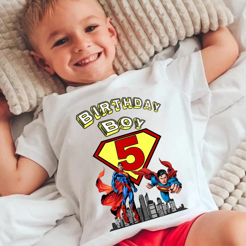 Supermans T-shirt Number 1-10 Fashion Short Sleeve Summer Boys Birthday Clothes Cartoon Casual Outdoor Wear Kawaii Shirts gift
Supermans T-shirt Number 1-10 Fashion Short Sleeve Summer Boys Birthday Clothes Cartoon Casual Outdoor Wear Kawaii Shirts gift