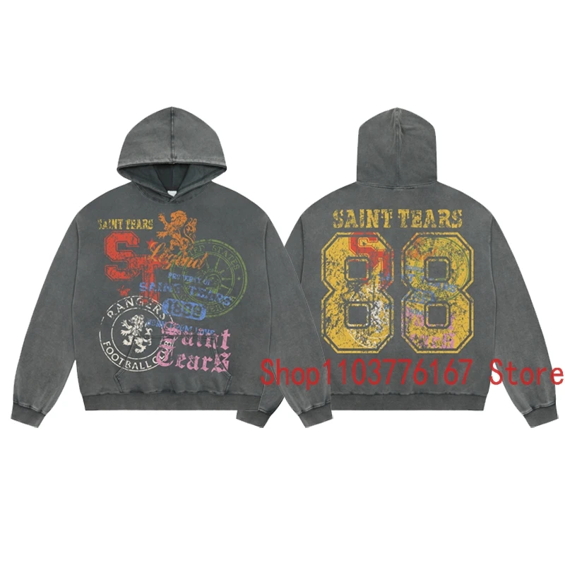 Washed Grey SAINT Sweatshirt Street Hip-hop Style Do Old Popular Print Pullover New Saint Hoodie Men Women Fashion Streetwear
Washed Grey SAINT Sweatshirt Street Hip-hop Style Do Old Popular Print Pullover New Saint Hoodie Men Women Fashion Streetwear