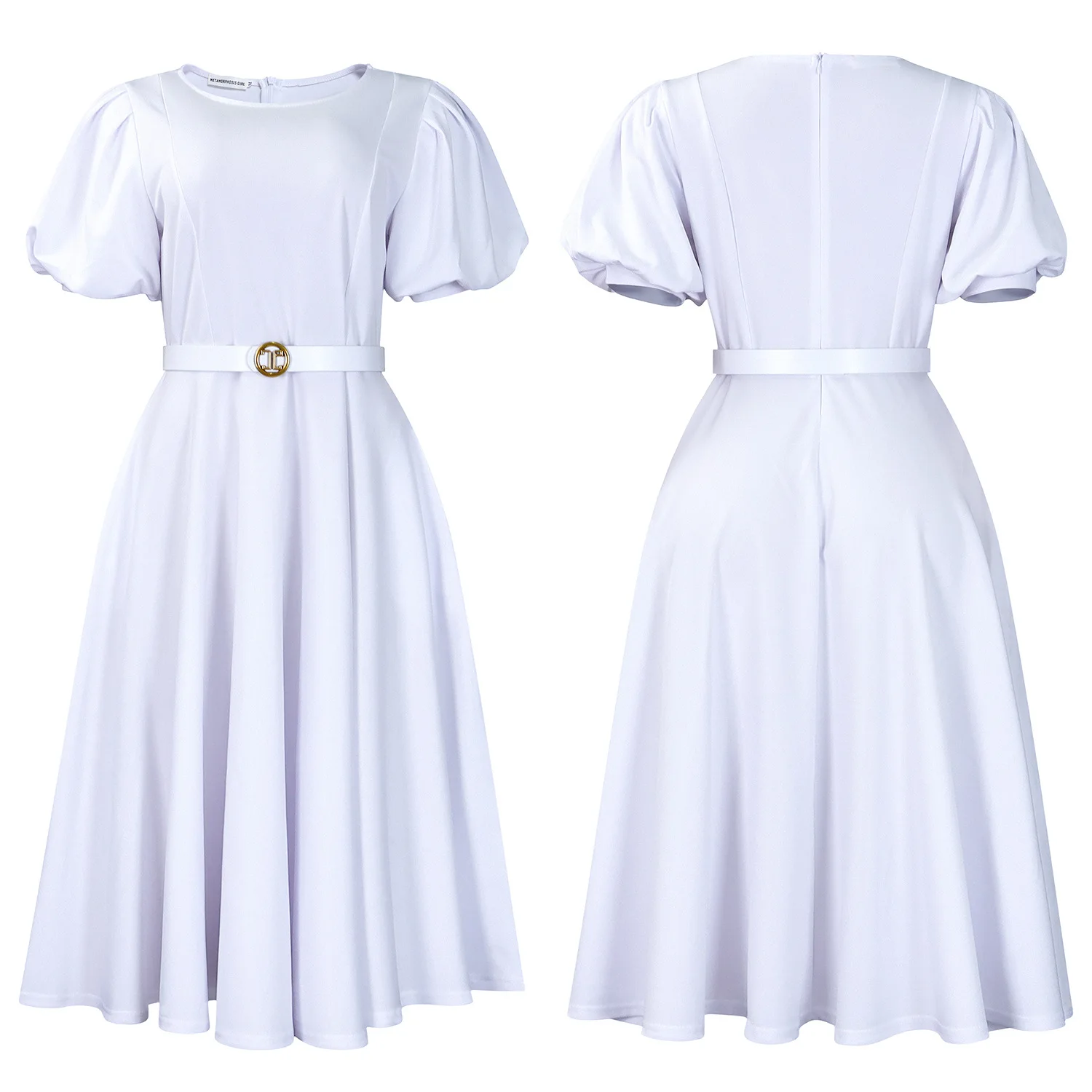 Elegant Office Dress for Women Professional O Neck Short Sleeve Belt Waisted A Line Mid Calf Formal Business Work Dress Midi New
Elegant Office Dress for Women Professional O Neck Short Sleeve Belt Waisted A Line Mid Calf Formal Business Work Dress Midi New
