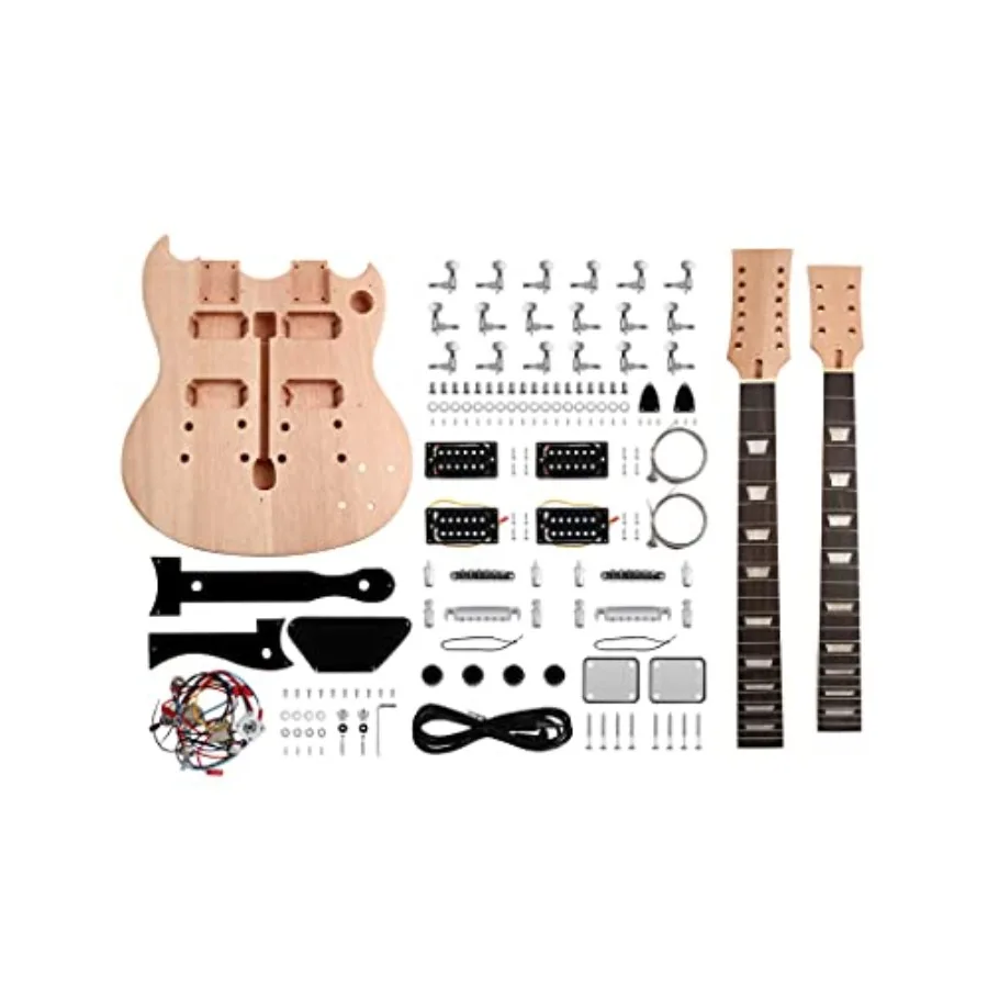 DIY electric guitar kit for beginners: double neck, 12-string, right-handed, mahogany body and neck, rosewood fingerboard, chro
DIY electric guitar kit for beginners: double neck, 12-string, right-handed, mahogany body and neck, rosewood fingerboard, chro