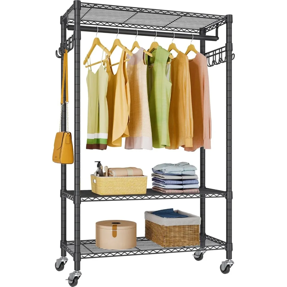 R1 Rolling Garment Rack Heavy Duty Clothes Rack for Hanging Clothes, Portable Closet Wardrobe with Wheels and Side Hooks, Adjus
R1 Rolling Garment Rack Heavy Duty Clothes Rack for Hanging Clothes, Portable Closet Wardrobe with Wheels and Side Hooks, Adjus