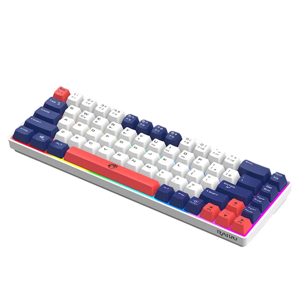 New 68 Keys RAIKU K68 Keyboard Blue Switch Thai Keys Gaming Mechanical Keyboard USB Connection Backlight Office Keyboard Office
New 68 Keys RAIKU K68 Keyboard Blue Switch Thai Keys Gaming Mechanical Keyboard USB Connection Backlight Office Keyboard Office