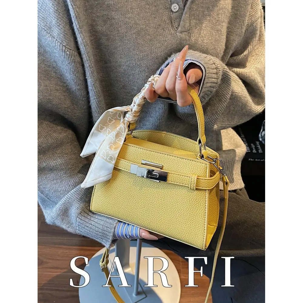 Elegant Silk ScarfDecorated Womens Handbag Modern Style Exquisite Hardware Buckle Design Shoulder Bag, Yellow
Elegant Silk ScarfDecorated Womens Handbag Modern Style Exquisite Hardware Buckle Design Shoulder Bag, Yellow
