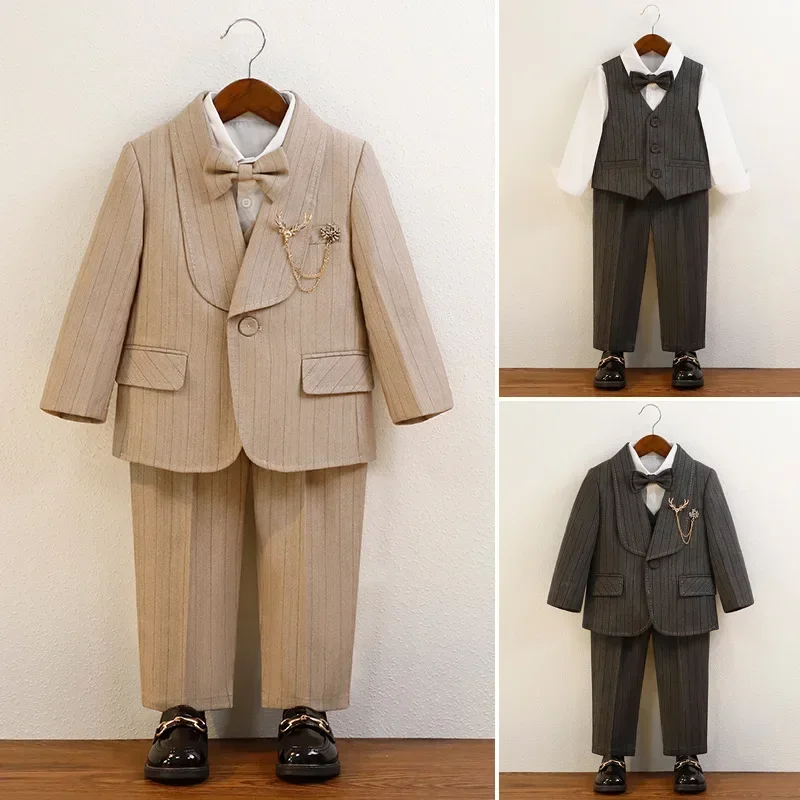Children Host Performance Suits Formal Gentleman Wedding Blazers Set for Boys 2 To 12 Years Stripes Designs Kids Birthday Gowns
Children Host Performance Suits Formal Gentleman Wedding Blazers Set for Boys 2 To 12 Years Stripes Designs Kids Birthday Gowns