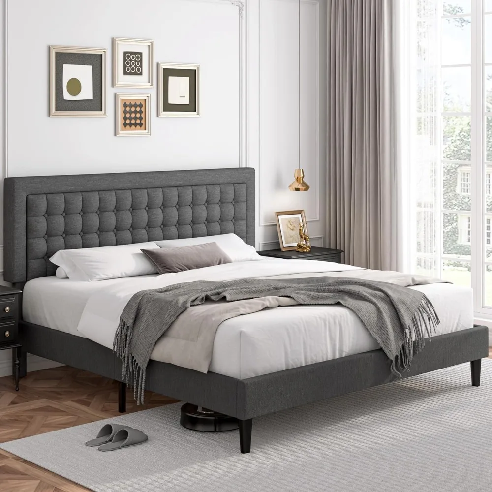HIFIT Queen Size Bed Frame with Adjustable Headboard, Queen Modern Upholstered Platform Bed with Soft Linen Button Tufted Design
HIFIT Queen Size Bed Frame with Adjustable Headboard, Queen Modern Upholstered Platform Bed with Soft Linen Button Tufted Design