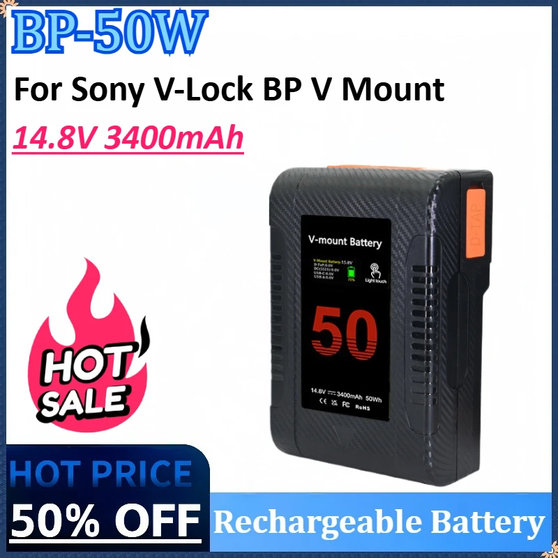 BP-50W 14.8V 3400mAh Lithium Battery for Sony V-Lock BP V Mount Rechargeable BP-50 for Cameras Photography Monitors Fill Lights
BP-50W 14.8V 3400mAh Lithium Battery for Sony V-Lock BP V Mount Rechargeable BP-50 for Cameras Photography Monitors Fill Lights