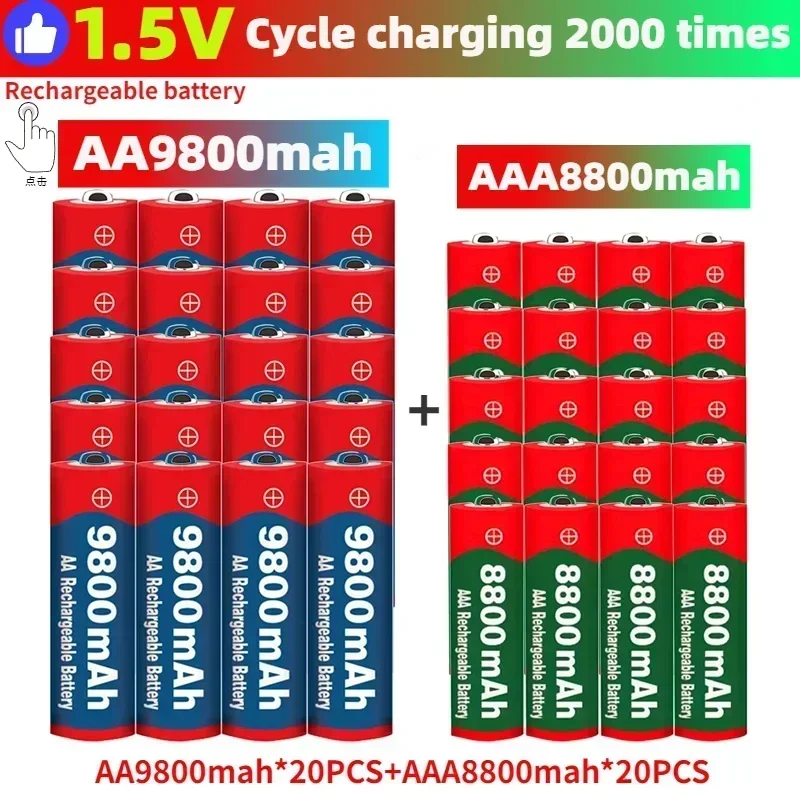 AA battery 2024New 1.5V AA 9800MAh+1.5V AAA8800MAh Alkaline1.5V Rechargeable Battery For Clock Toys Camera Battery EU/US Charger
AA battery 2024New 1.5V AA 9800MAh+1.5V AAA8800MAh Alkaline1.5V Rechargeable Battery For Clock Toys Camera Battery EU/US Charger