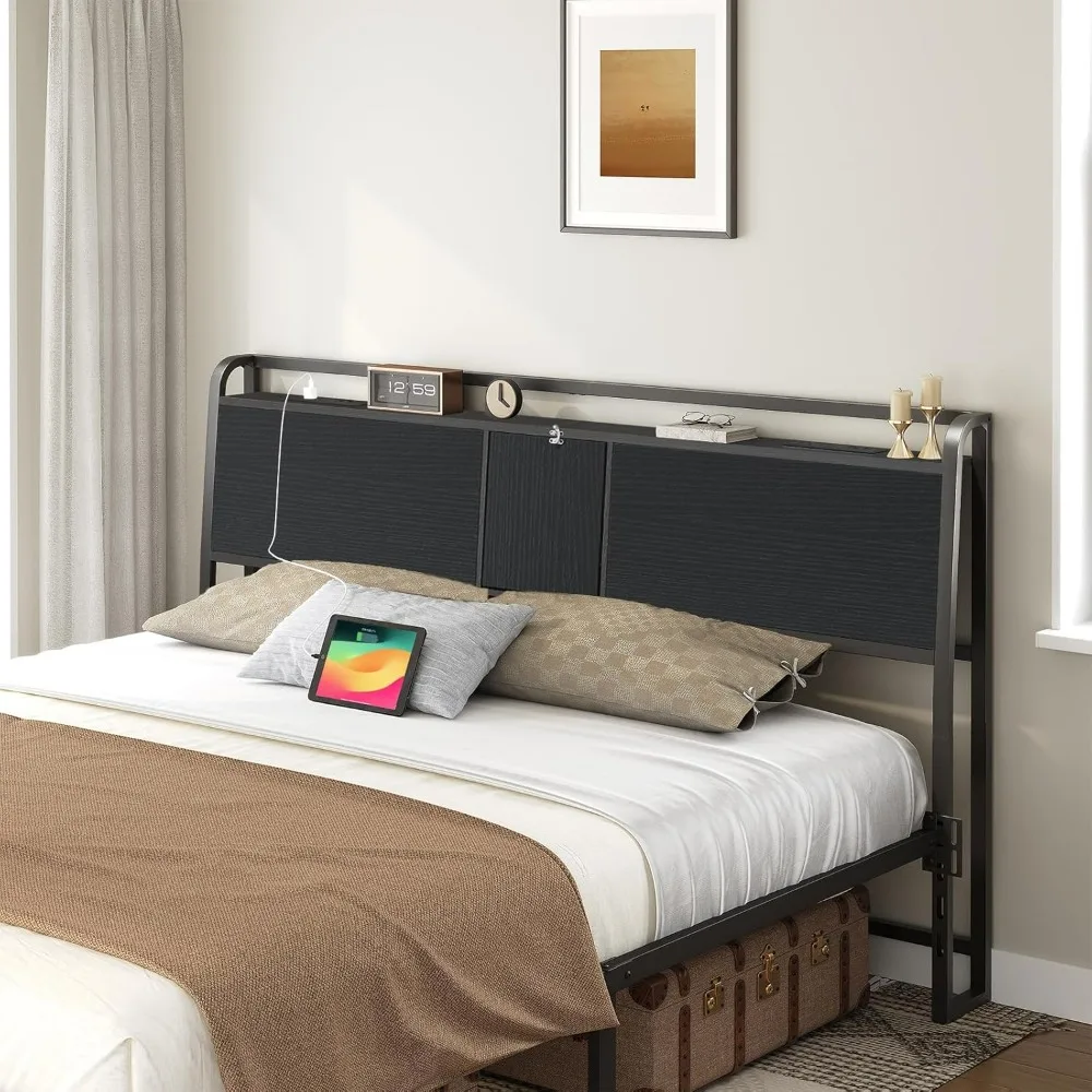 Headboard King Size, Headboard with 4 Outlets and 4 USB Ports, Industrial Headboard with Flip Door and Bed Frame Adapter, Black
Headboard King Size, Headboard with 4 Outlets and 4 USB Ports, Industrial Headboard with Flip Door and Bed Frame Adapter, Black