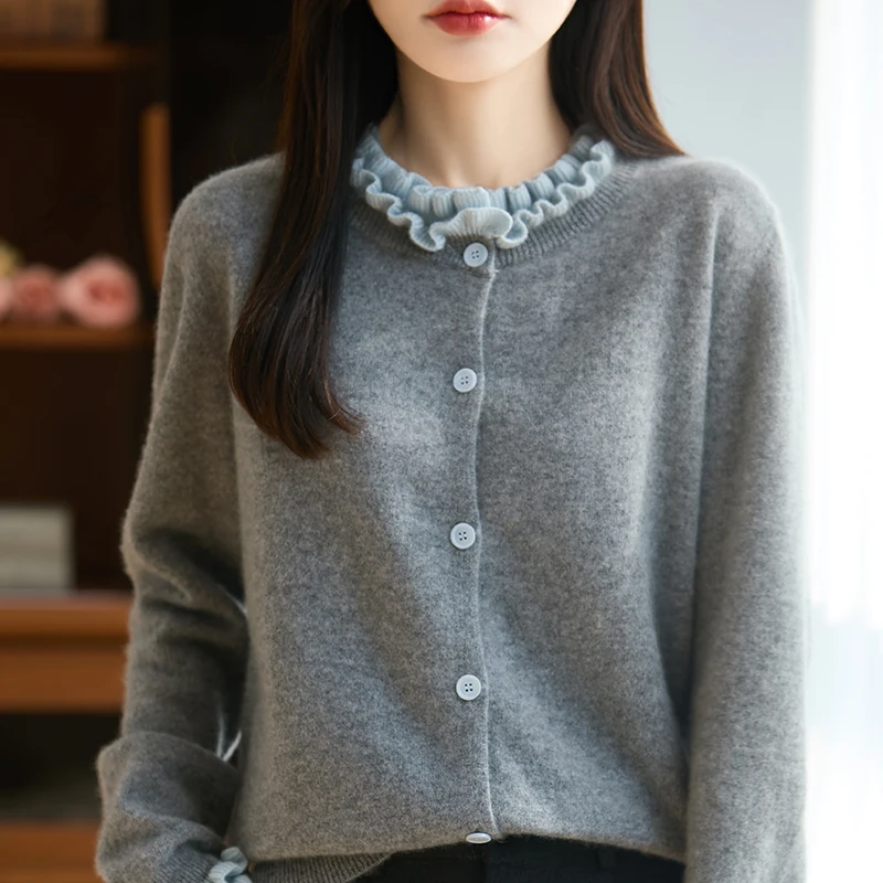 New 100 Pure Wool Knitted Cardigan Women's O-neck Sweater Fashion Versatile Short Style Spring and Autumn Full Sleeve Coat Sweat
New 100 Pure Wool Knitted Cardigan Women's O-neck Sweater Fashion Versatile Short Style Spring and Autumn Full Sleeve Coat Sweat