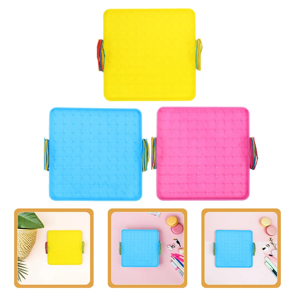 3pcs Geoboards For Kids 16Cm Double Sided Math Manipulative Tool Student Nail Board Plastic Graphical Educational Array Block