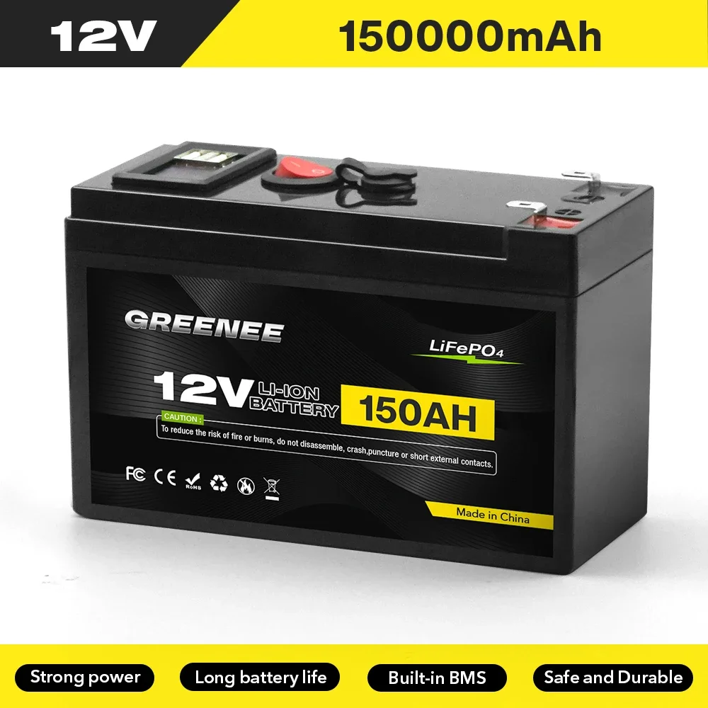 12V 150Ah Lithium LiFePO4 Deep Cycle Battery, 4000+ Cycles Rechargeable Battery, Lithium Iron Phosphate for Solar/Wind Power
12V 150Ah Lithium LiFePO4 Deep Cycle Battery, 4000+ Cycles Rechargeable Battery, Lithium Iron Phosphate for Solar/Wind Power
