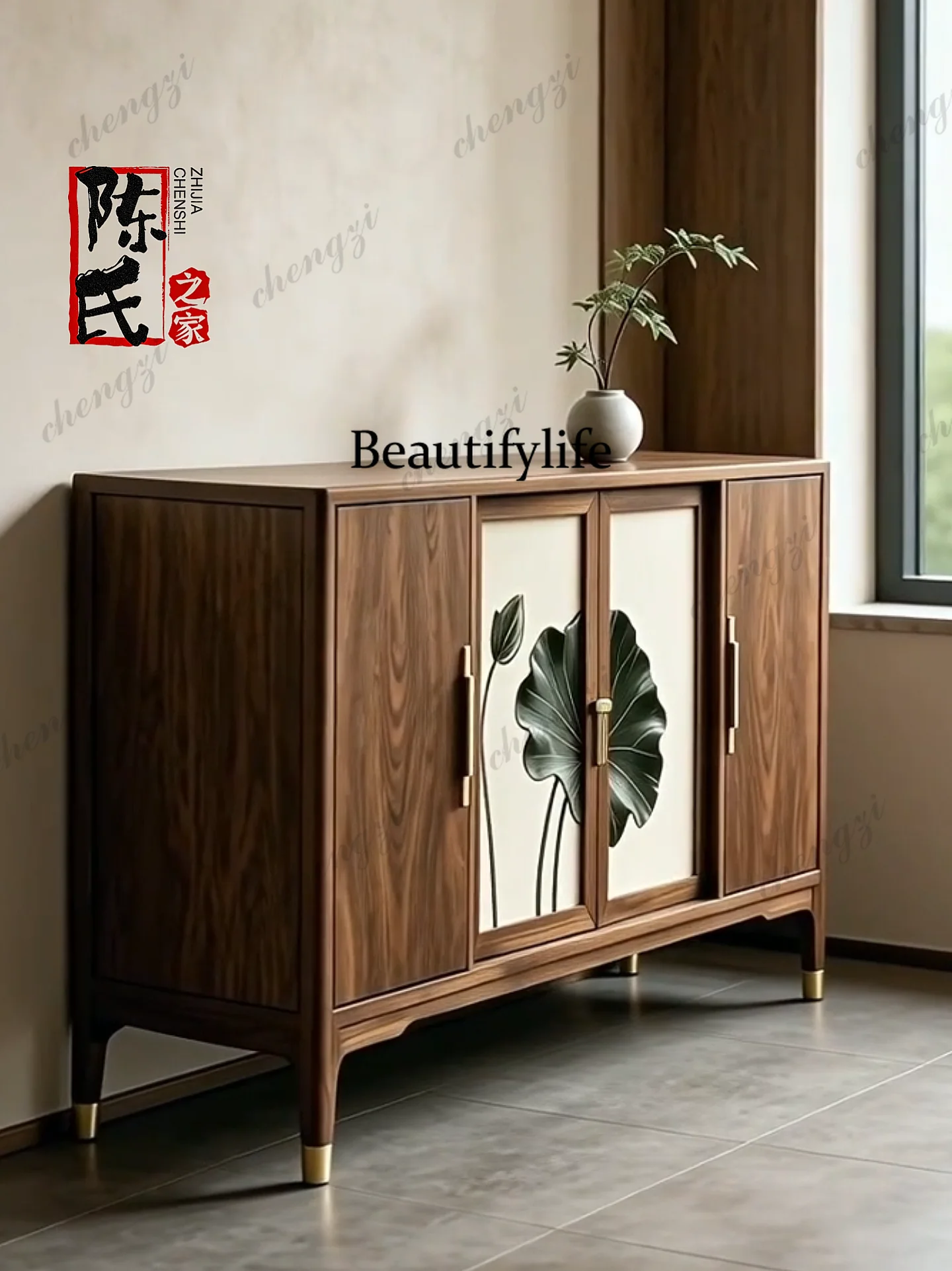 Song-style aesthetic black walnut dining side cabinet, entrance cabinet, lotus painted decorative cabinet
Song-style aesthetic black walnut dining side cabinet, entrance cabinet, lotus painted decorative cabinet