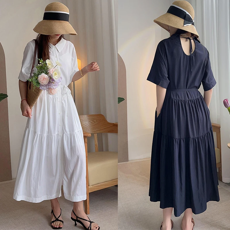 Ele Long Silk irt Dr with Collar Ba Hollow out Design Summer Fre Sle A-Line Skirt Single Button Closure
Ele Long Silk irt Dr with Collar Ba Hollow out Design Summer Fre Sle A-Line Skirt Single Button Closure