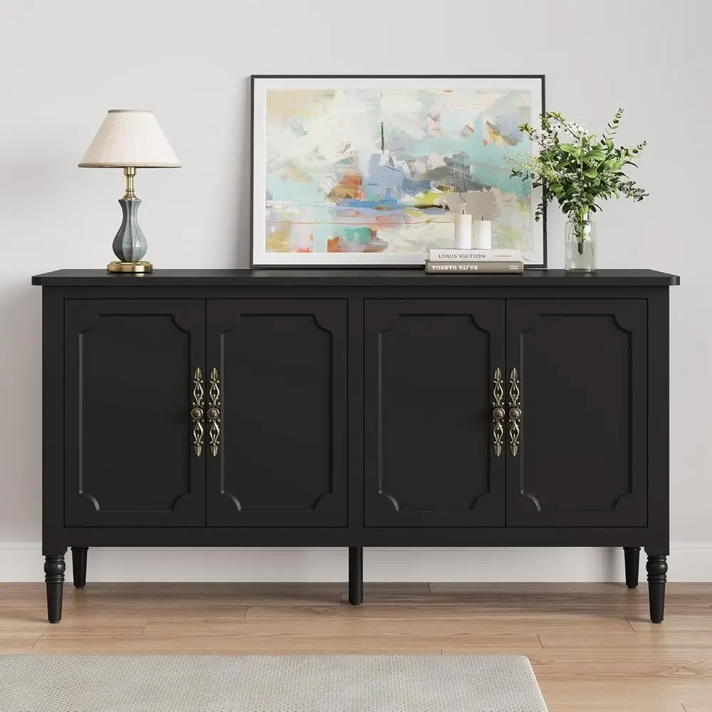 58 Century-Style Pantry Cabinet, Wood Buffet Sideboard, Media Credenza with 4 Doors, Ideal for Entryway, Living, Bedroom, Dining
58 Century-Style Pantry Cabinet, Wood Buffet Sideboard, Media Credenza with 4 Doors, Ideal for Entryway, Living, Bedroom, Dining