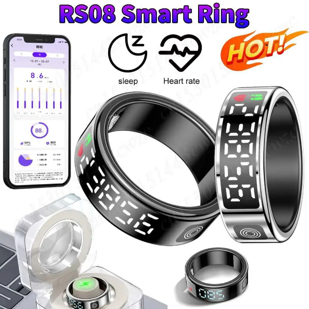 RS08 Smart Ring 5ATM Waterproof Health Fitness Rings Multi-sport Modes Heart Rate Blood Oxygen Sleep Monitoring for Android iOS
RS08 Smart Ring 5ATM Waterproof Health Fitness Rings Multi-sport Modes Heart Rate Blood Oxygen Sleep Monitoring for Android iOS