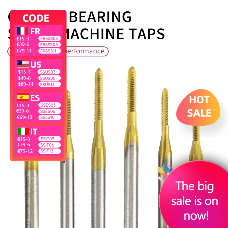 1/5/10pc M0.8/M0.9/M1.0/M1.5/M2.0 M1.3*0.3 M1.6*0.35 M1.9*0.4 Titanium-plated and cobalt-containing machine small tap
1/5/10pc M0.8/M0.9/M1.0/M1.5/M2.0 M1.3*0.3 M1.6*0.35 M1.9*0.4 Titanium-plated and cobalt-containing machine small tap
