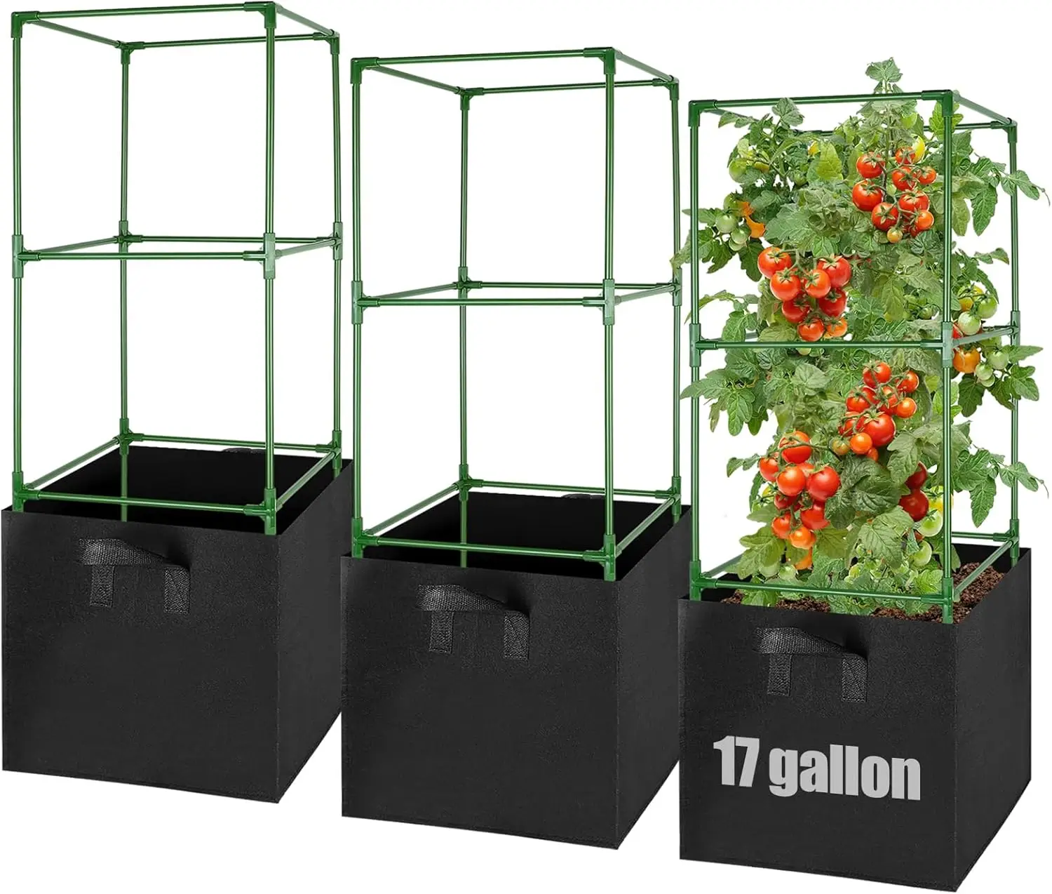 Sturdy Square Tomato Cage with Movable 17 Gal Grow Bags - 3 Sets 46'' Plants Garden Trellis Planter, Support for Indoor
Sturdy Square Tomato Cage with Movable 17 Gal Grow Bags - 3 Sets 46'' Plants Garden Trellis Planter, Support for Indoor
