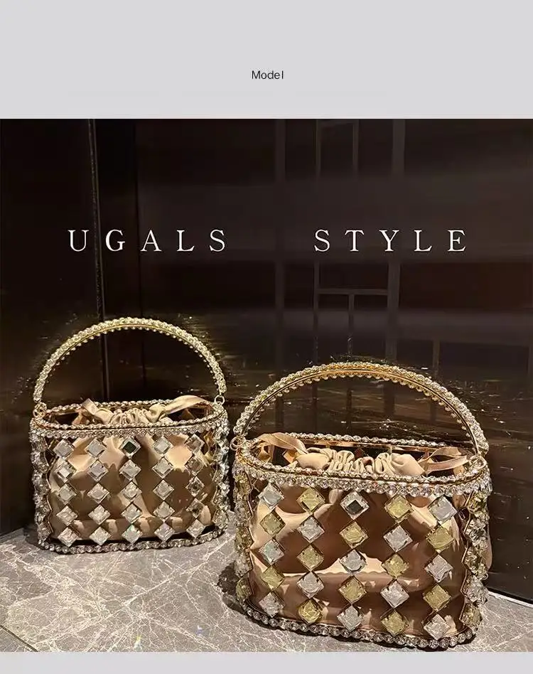 Crystal Rhinestones Diamond Banquet Bag Metal Gold Cage Bag Luxury Glitter Evening Bag Women Handbag Wedding Party Clutch Purse
Crystal Rhinestones Diamond Banquet Bag Metal Gold Cage Bag Luxury Glitter Evening Bag Women Handbag Wedding Party Clutch Purse