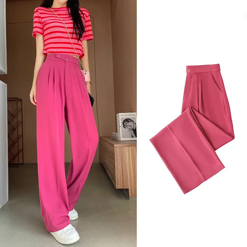 Women's Fashion High Waist Double Button Wide Leg Pants Spring Office Lady Loose Mopping Long Trousers Female Straight Pants
Women's Fashion High Waist Double Button Wide Leg Pants Spring Office Lady Loose Mopping Long Trousers Female Straight Pants