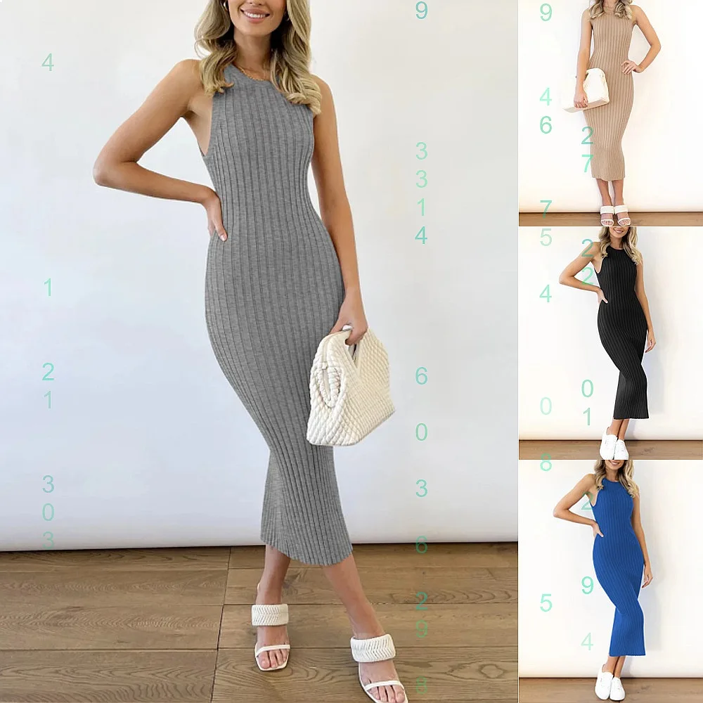 Sleeveless Knit Ribbed Bodycon Dress Women Sexy Long Backless Jumpsuit Spring Summer Slim Fit Dresses
Sleeveless Knit Ribbed Bodycon Dress Women Sexy Long Backless Jumpsuit Spring Summer Slim Fit Dresses